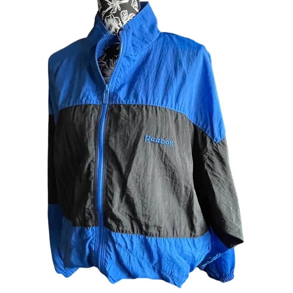 Vintage Reebok Blue & Black Windbreaker Size Large